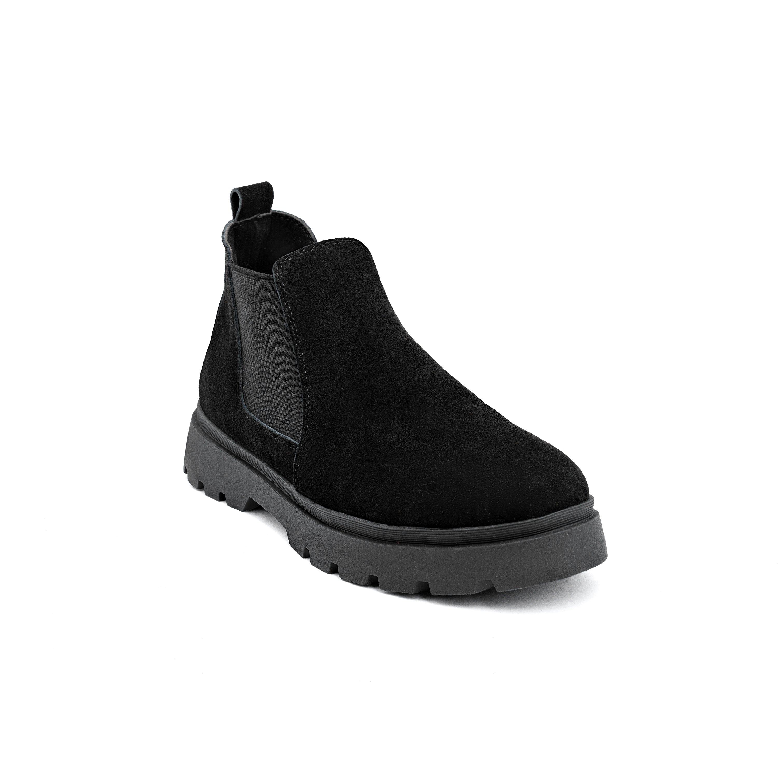 Black Suede Chunky Chelsea Boot