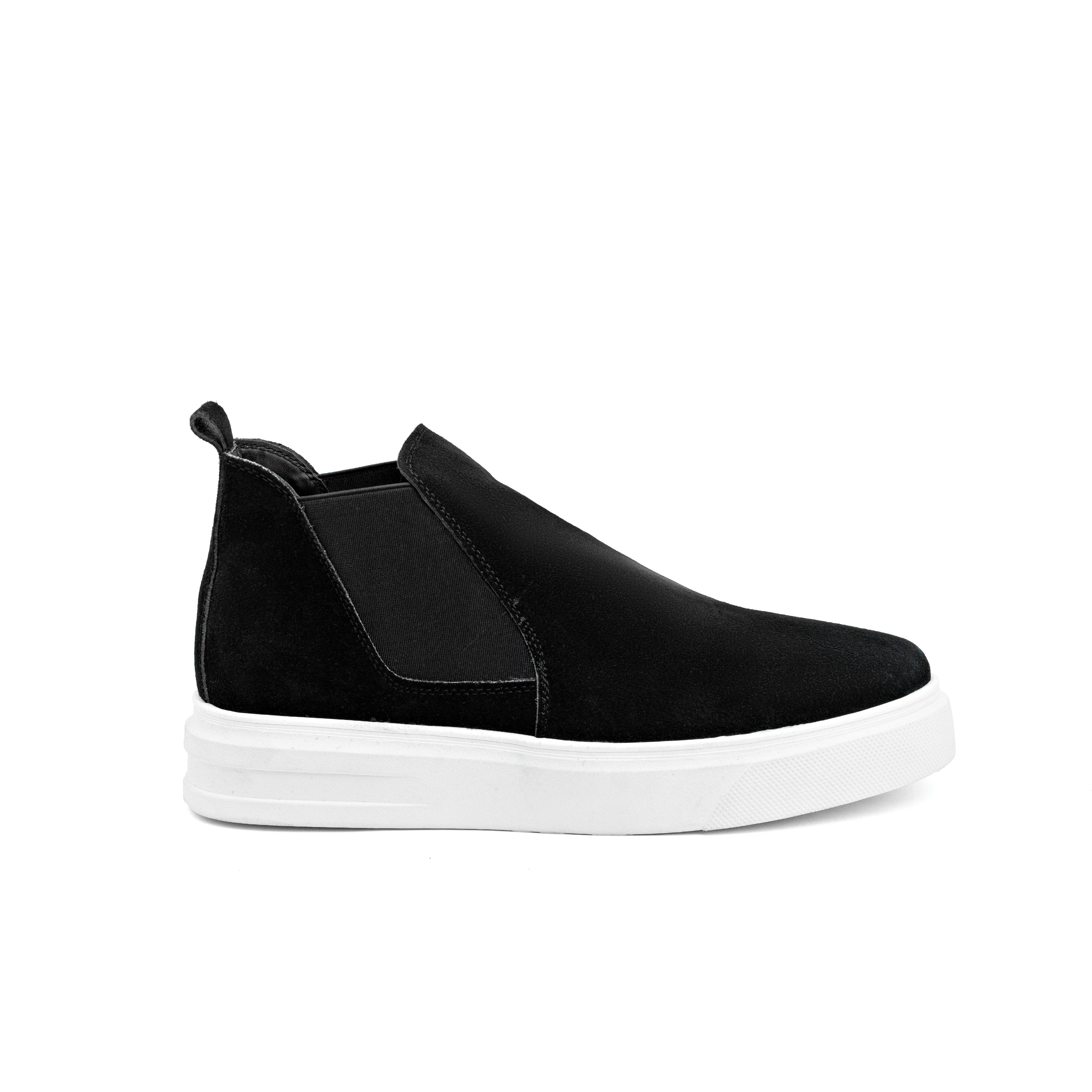 Black-White Suede Chelsea Boot