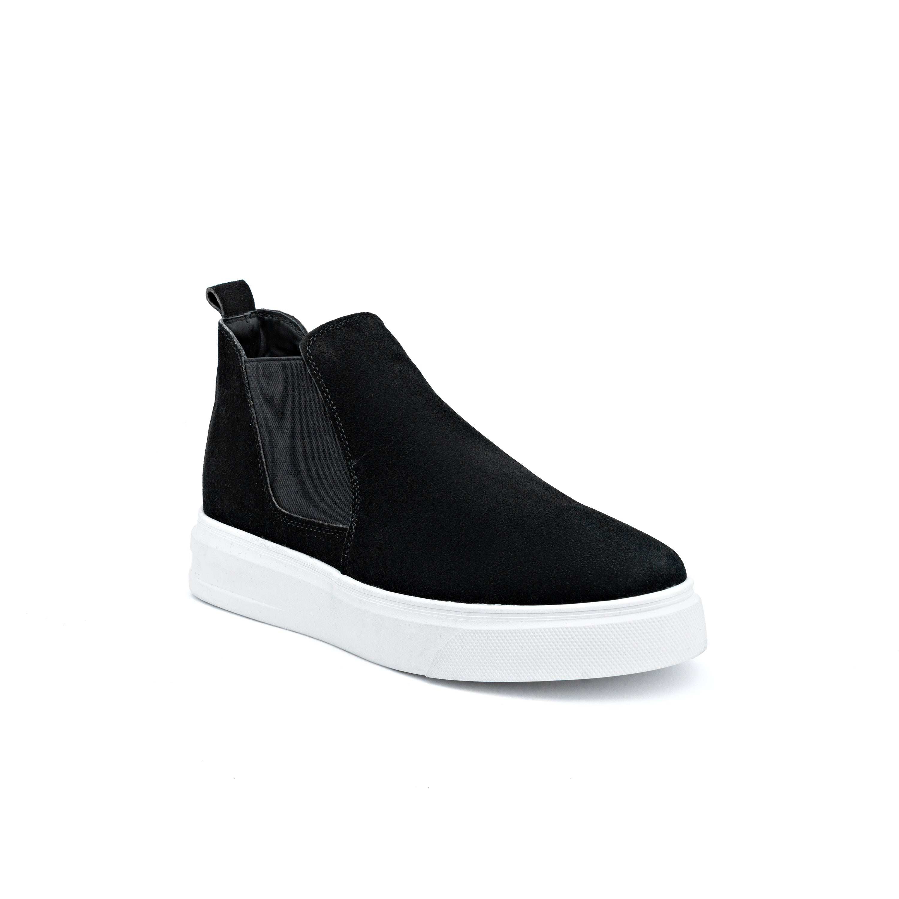 Black-White Suede Chelsea Boot