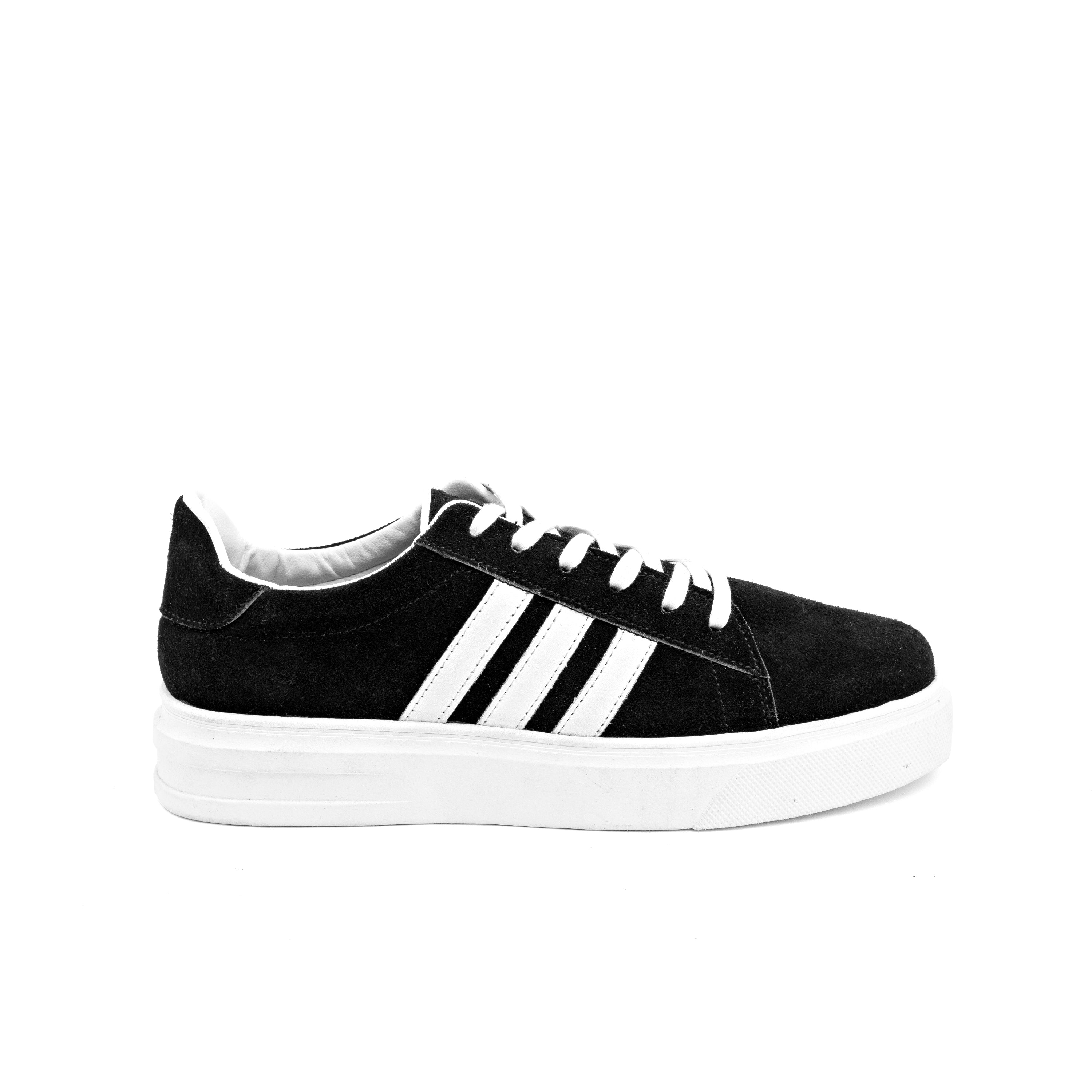 Black Suede Stripe Casual Sneaker