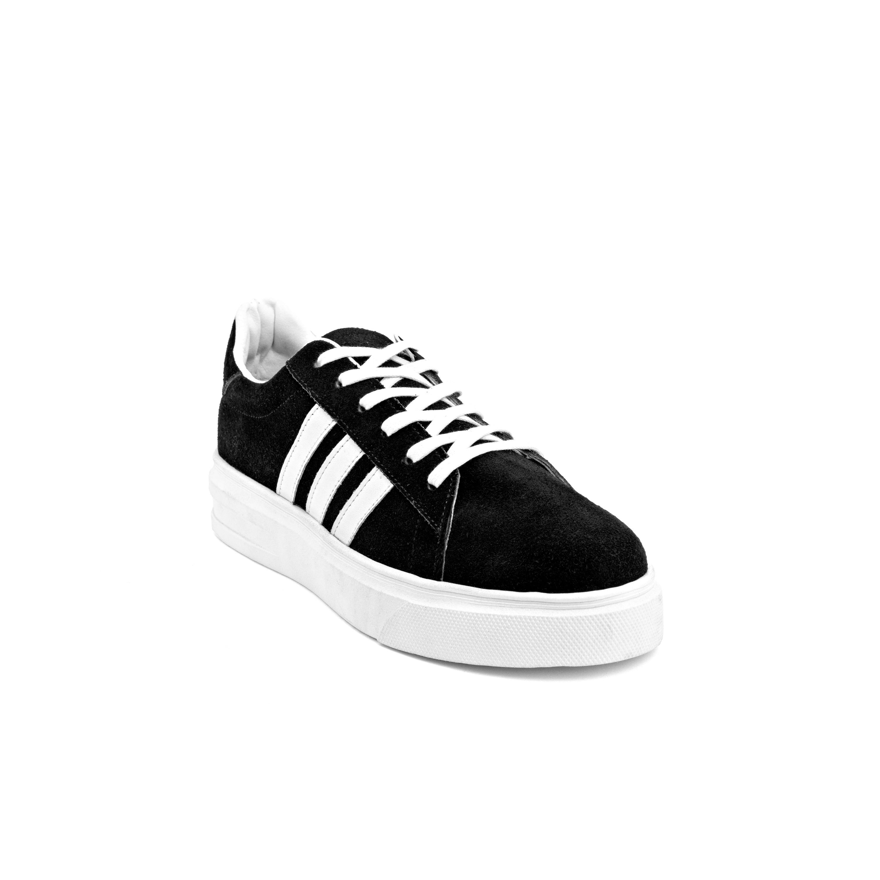 Black Suede Stripe Casual Sneaker