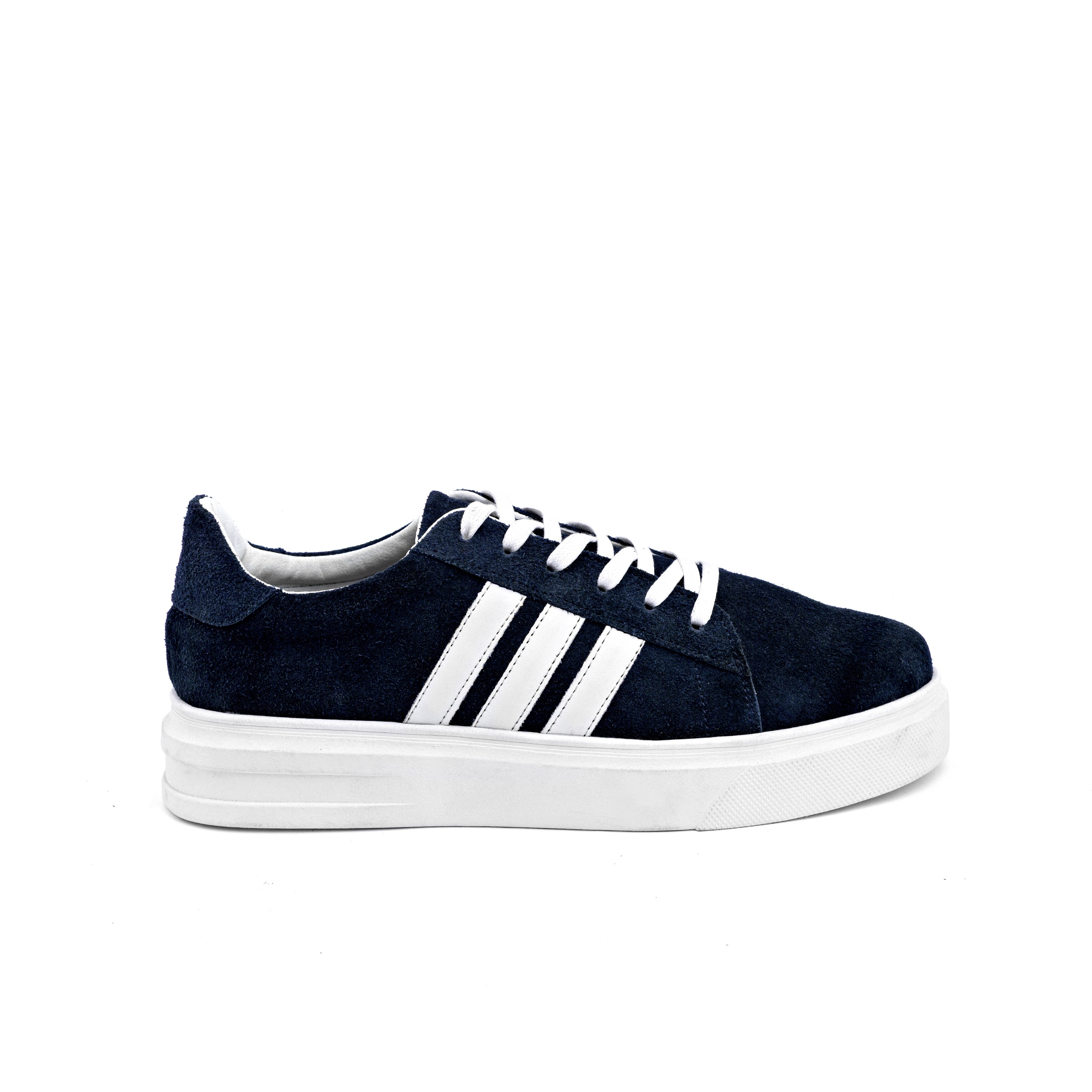 Navy Suede Stripe Casual Sneaker